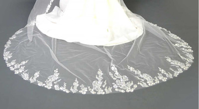 Lavender Floral Lace Royal Cathedral Wedding Veil E1405
