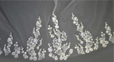 Lavender Floral Lace Royal Cathedral Wedding Veil E1405