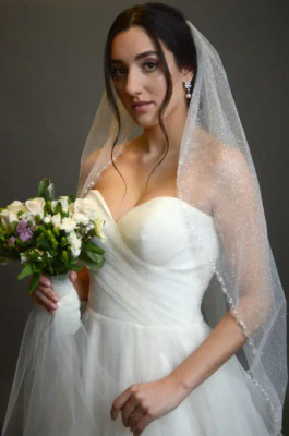 Glitter Tulle Pearl Beaded Royal Cathedral Wedding Veil V754L Glitter Tulle Pearl Beaded Royal Cathedral Wedding Veil V754L