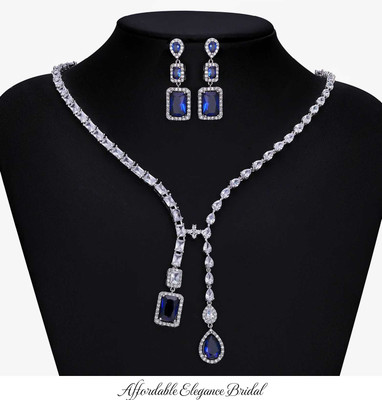 Glamorous 3A CZ Sapphire Blue Wedding and Formal Jewelry Set Glamorous 3A CZ Sapphire Blue Wedding and Formal Jewelry Set