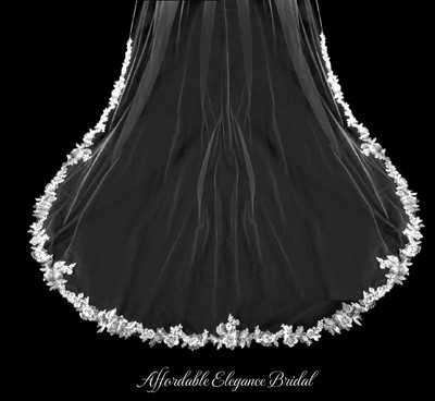 Beaded Floral Lace Cathedral Wedding Veil V3227CU Beaded Floral Lace Cathedral Wedding Veil V3227CU