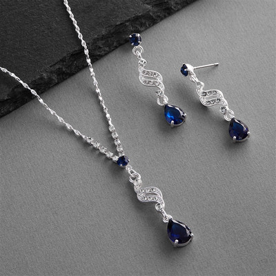 Sapphire CZ Teardrop Bridesmaid and Prom Jewelry