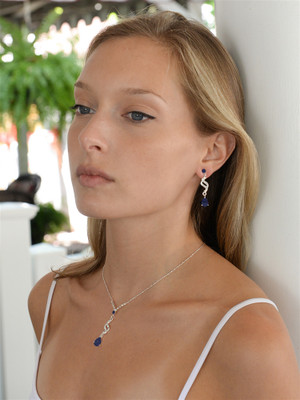 5 Sets Sapphire Blue CZ Teardrop Bridesmaid Jewelry