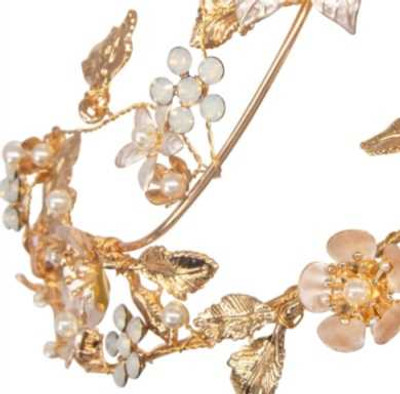 Romantic Pearl and Crystal Gold Plated Floral Wedding Headband