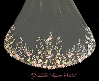 Vibrant Multi-Color Lace Royal Cathedral Wedding Veil Vibrant Multi-Color Lace Royal Cathedral Wedding Veil