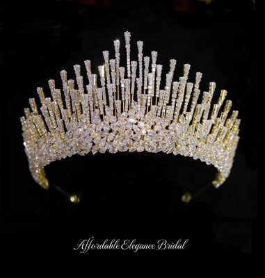 3" CZ Wedding and Quince Tiara in Silver, Gold or Rose Gold 3" CZ Wedding and Quince Tiara in Silver, Gold or Rose Gold