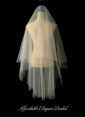 Two Layer Semi Waltz Length Plain Cut Edge Wedding Veil Two Layer Semi Waltz Length Plain Cut Edge Wedding Veil