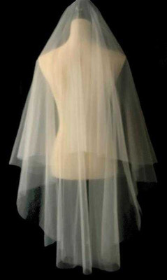 Two Layer Semi Waltz Length Plain Cut Edge Wedding Veil Two Layer Semi Waltz Length Plain Cut Edge Wedding Veil
