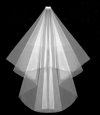 Two Layer Semi Waltz Length Plain Cut Edge Wedding Veil Two Layer Semi Waltz Length Plain Cut Edge Wedding Veil