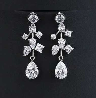 Multi Cut CZ Vine Bridal Jewelry Set ne10990 Multi Cut CZ Vine Bridal Jewelry Set ne10990