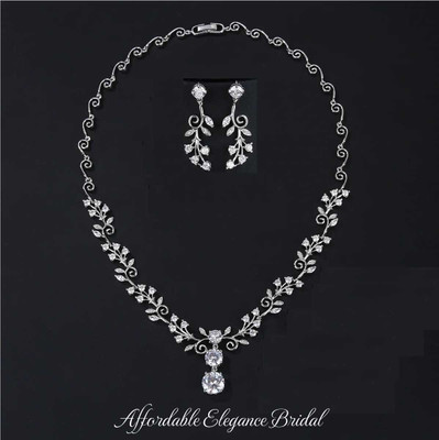 CZ Crystal Vine Bridal Jewelry Set ne10991
