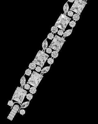 Multi Cut CZ Wedding and Formal Bracelet in Silver Plating
