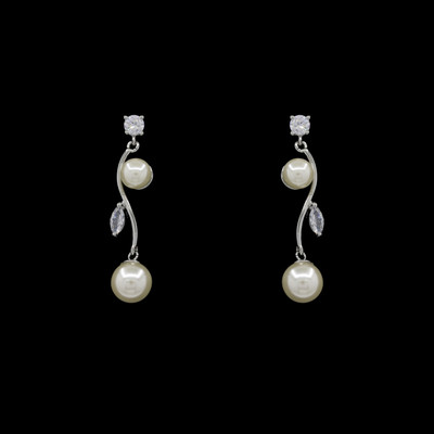 Pearl and CZ Wedding Jewelry Set in Silver or Gold Plating