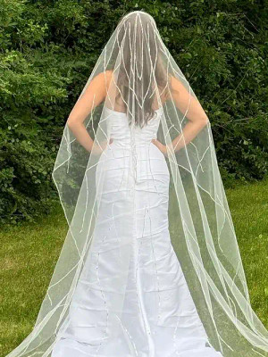 Royal Cathedral Wedding Veil with Sequin Line Motif Royal Cathedral Wedding Veil with Sequin Line Motif