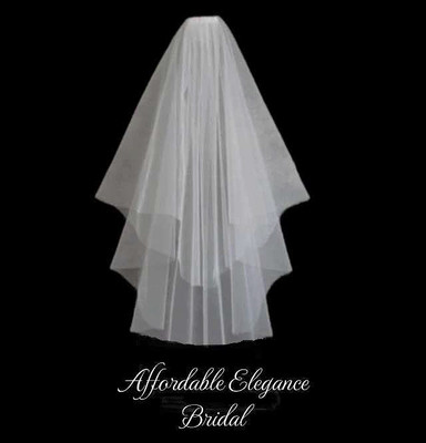 Two Layer Elbow Length Plain Cut Edge Wedding Veil Two Layer Elbow Length Plain Cut Edge Wedding Veil