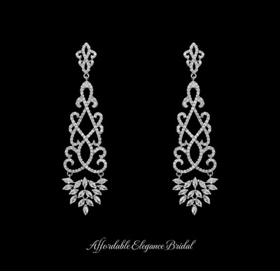 CZ Scroll Wedding and Formal Chandelier Earrings CZ Scroll Wedding and Formal Chandelier Earrings