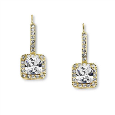Radiant Cut CZ Wedding and Formal Earrings in Silver or Gold