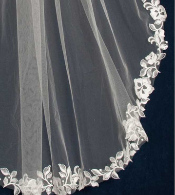 Heavily Beaded Floral Lace Wedding Veil CF276