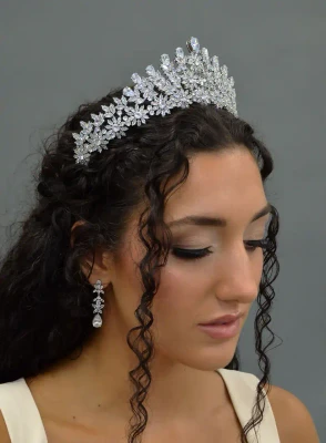 Elena Designs Reign CZ Wedding Tiara in Silver or Gold