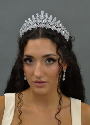 Elena Designs Reign CZ Wedding Tiara in Silver or Gold
