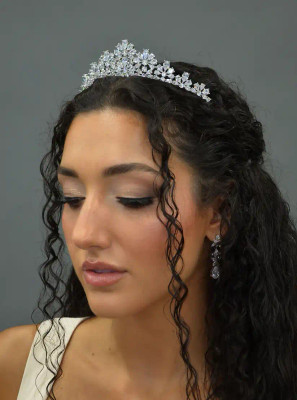 Floral CZ Wedding Tiara by Ansonia Bridal hp9158 Floral CZ Wedding Tiara by Ansonia Bridal hp9158