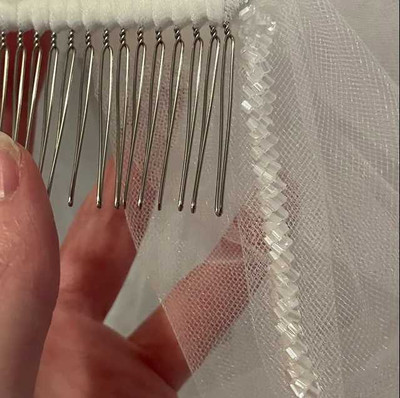 Frosted Bugle Bead Regal Cathedral Wedding Veil with Extra Width Frosted Bugle Bead Regal Cathedral Wedding Veil with Extra Width