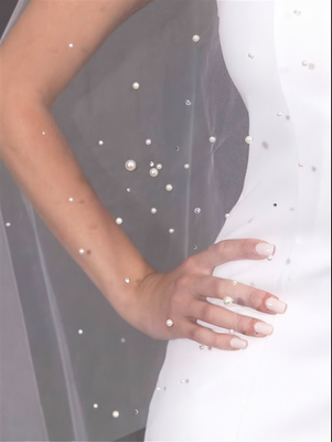 Scattered Pearl and Crystal Royal Cathedral Wedding Veil V4706