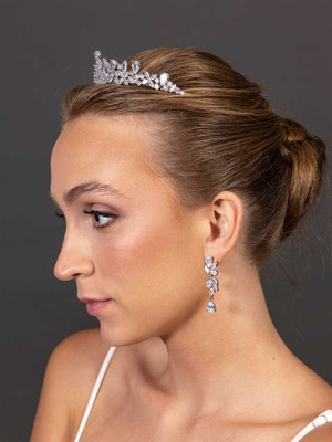 Classic CZ 1 3/4" High Wedding Tiara in Silver Plating