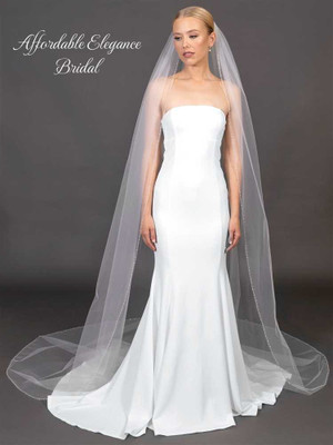 Freshwater Pearl and Crystal Beaded Cathedral Wedding Veil V4674 Freshwater Pearl and Crystal Beaded Cathedral Wedding Veil V4674