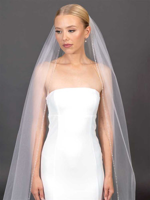 Freshwater Pearl and Crystal Beaded Cathedral Wedding Veil V4674 Freshwater Pearl and Crystal Beaded Cathedral Wedding Veil V4674