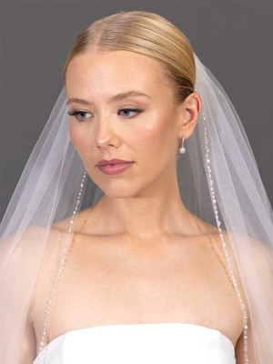 Freshwater Pearl and Crystal Beaded Cathedral Wedding Veil V4674 Freshwater Pearl and Crystal Beaded Cathedral Wedding Veil V4674