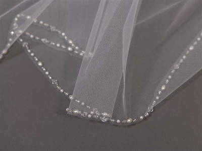 Freshwater Pearl and Crystal Beaded Cathedral Wedding Veil V4674 Freshwater Pearl and Crystal Beaded Cathedral Wedding Veil V4674