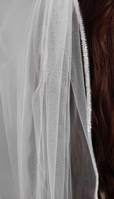 Frosted Bugle Bead Royal Cathedral Wedding Veil with Extra Width Frosted Bugle Bead Royal Cathedral Wedding Veil with Extra Width