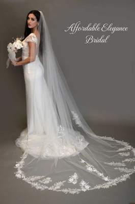 Sparkling Beaded Lace Royal Cathedral Wedding Veil E1372L Sparkling Beaded Lace Royal Cathedral Wedding Veil E1372L