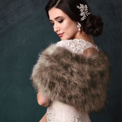 Slate Grey Vintage Inspired Marabou Feather Bridal Stole Wrap Slate Grey Vintage Inspired Marabou Feather Bridal Stole Wrap