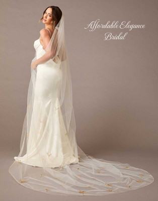 Royal Cathedral Wedding Veil with Gold Embroidery Envogue V2577RC Royal Cathedral Wedding Veil with Gold Embroidery Envogue V2577RC