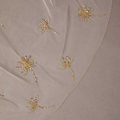 Fingertip Wedding Veil with Sequined Gold Embroidery V2577SF Fingertip Wedding Veil with Sequined Gold Embroidery V2577SF