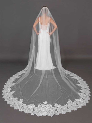 Lace Extra Wide Soft Tulle Royal Cathedral Wedding Veil V4717 Lace Extra Wide Soft Tulle Royal Cathedral Wedding Veil V4717