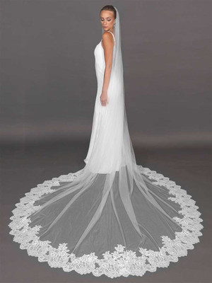 Lace Extra Wide Soft Tulle Royal Cathedral Wedding Veil V4717 Lace Extra Wide Soft Tulle Royal Cathedral Wedding Veil V4717