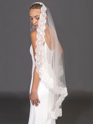 Lace Mantilla Waltz Length Wedding Veil V4708M Lace Mantilla Waltz Length Wedding Veil V4708M