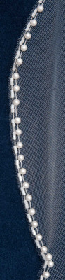 Scallop Frosted Bugle Bead and Pearl Fingertip Wedding Veil Scallop Frosted Bugle Bead and Pearl Fingertip Wedding Veil