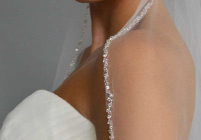 Crystal and Rhinestone Beaded Edge Wedding Veil Ansonia V903 Crystal and Rhinestone Beaded Edge Wedding Veil Ansonia V903