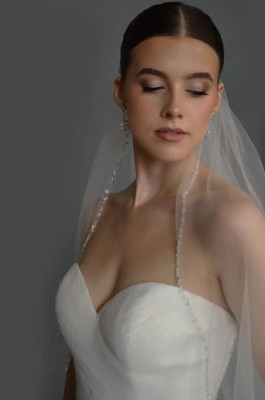 Crystal and Sequin Beaded Edge Cathedral Wedding Veil Ansonia V908 Crystal and Sequin Beaded Edge Cathedral Wedding Veil Ansonia V908