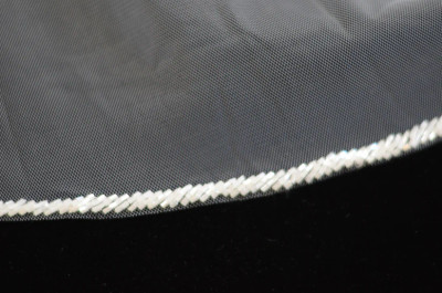 Frosted Bugle Bead Knee Length Wedding Veil Ansonia 510 Frosted Bugle Bead Knee Length Wedding Veil Ansonia 510