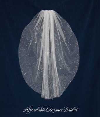 Glitter Tulle Fingertip Wedding Veil with Pearls and Rhinestones CF295 Glitter Tulle Fingertip Wedding Veil with Pearls and Rhinestones CF295