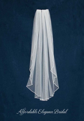 Crystal and Rhinestone Fingertip Wedding Veil C606