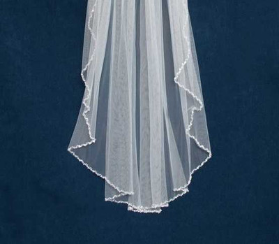 Crystal and Rhinestone Fingertip Wedding Veil C606