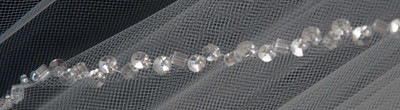 Clear Bugle Bead and Sequin Knee Length Wedding Veil C607 Clear Bugle Bead and Sequin Knee Length Wedding Veil C607