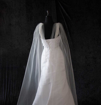 Cathedral Wedding Veil Cape with Cut Edge