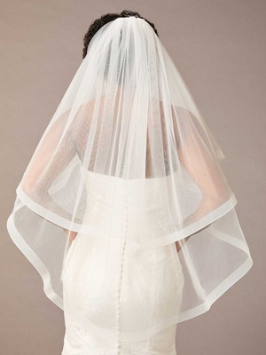 Two Layer Horse Hair Fingertip Wedding Veil Envogue V2580F Two Layer Horse Hair Fingertip Wedding Veil Envogue V2580F